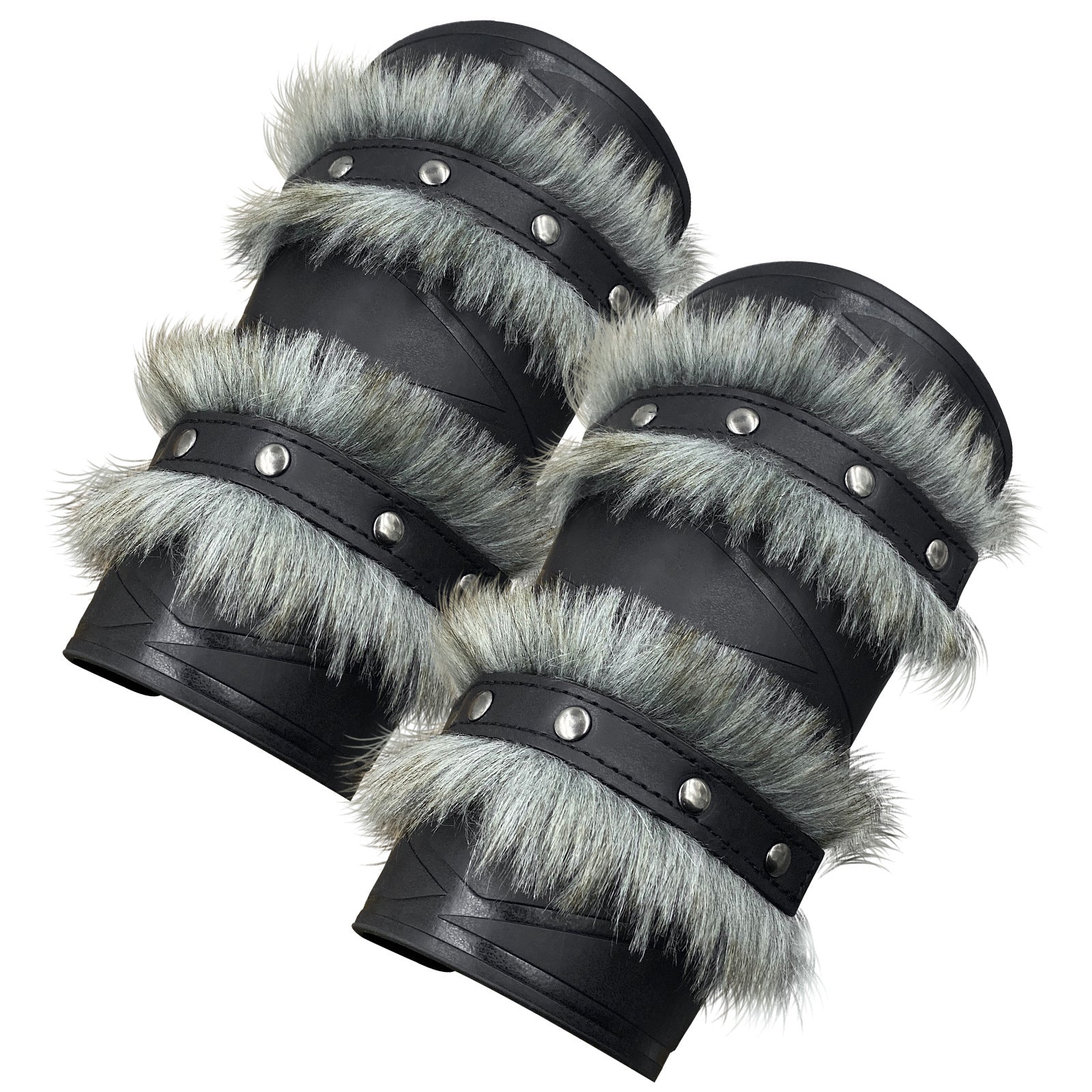 Medieval Double - Layered Fur Bracers Nordic Viking Style Cosplay Arm Guards - Coscosmos Medieval Double - Layered Fur Bracers Nordic Viking Style Cosplay Arm Guards - Coscosmos