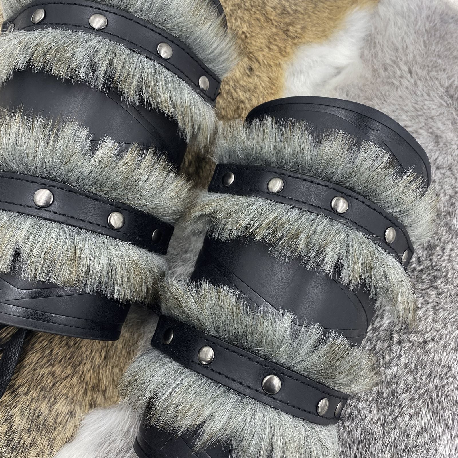 Medieval Double - Layered Fur Bracers Nordic Viking Style Cosplay Arm Guards - Coscosmos Medieval Double - Layered Fur Bracers Nordic Viking Style Cosplay Arm Guards - Coscosmos