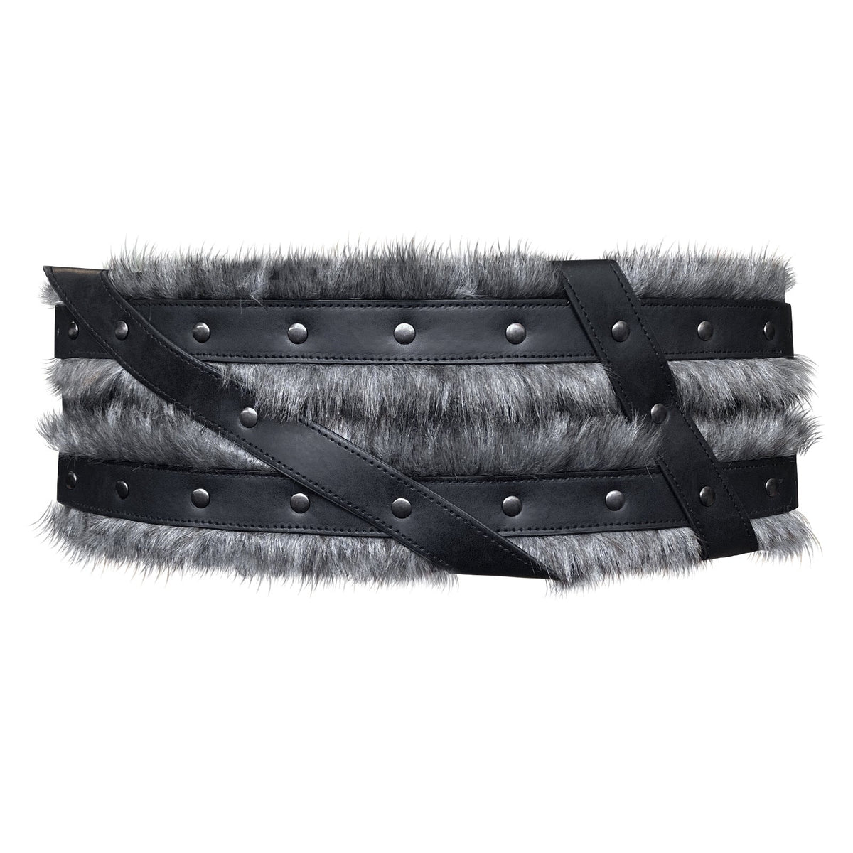Medieval Fur Wide Belt Nordic Viking Warrior Waist Cincher - Authentic Viking Accessory - Coscosmos
