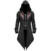 Medieval Lord Role - Play Halloween Costume for Men with Black/ Red Hooded Cloak - Coscosmos