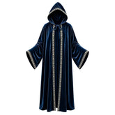 Medieval Renaissance Embroidered Hooded Wizard Robe Cloak Custom Cosplay Costume - Coscosmos