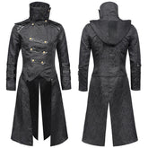 Men's Medieval Gothic Dark Pattern Long Coat - European Vintage Vampire Aristocrat Wool Blend Overcoat - Coscosmos