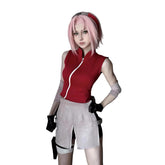 Naruto Sakura Cosplay Costume - Shippuden Haruno Sakura Outfit with Wig & Headband - Coscosmos