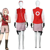 Naruto Shippuden Haruno Sakura Cosplay Costume with Headband - Coscosmos