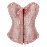 New Chinese - Style Jacquard Large - Size Waist - Cinching Outerwear Boned Corset Bustier with Steel Buckle Lacing - Coscosmos