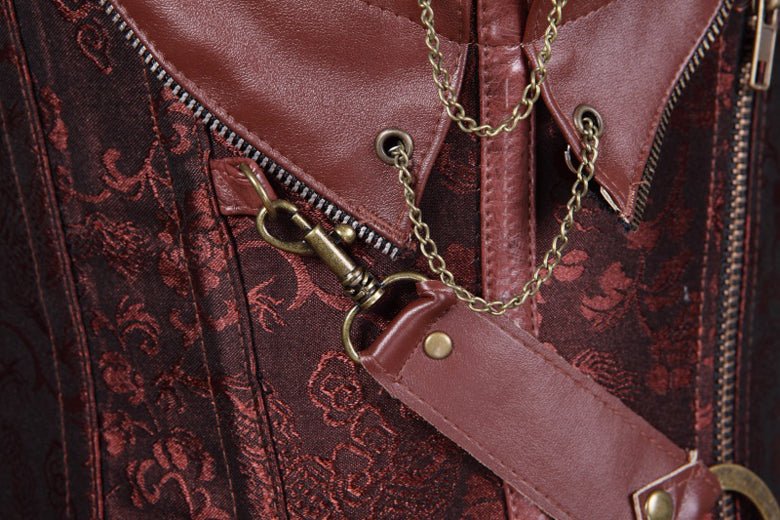 Plus - Size European Steampunk Leather Corset with Belt Halter Top - Victorian Gothic Lace - up Bustier - Coscosmos Plus - Size European Steampunk Leather Corset with Belt Halter Top - Victorian Gothic Lace - up Bustier - Coscosmos