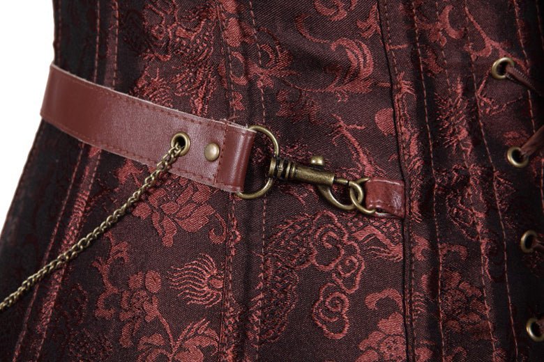 Plus - Size European Steampunk Leather Corset with Belt Halter Top - Victorian Gothic Lace - up Bustier - Coscosmos Plus - Size European Steampunk Leather Corset with Belt Halter Top - Victorian Gothic Lace - up Bustier - Coscosmos