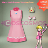 Princess Peach Pink Sleeveless Dress - Mario Game Official Character Cosplay Costume - Coscosmos