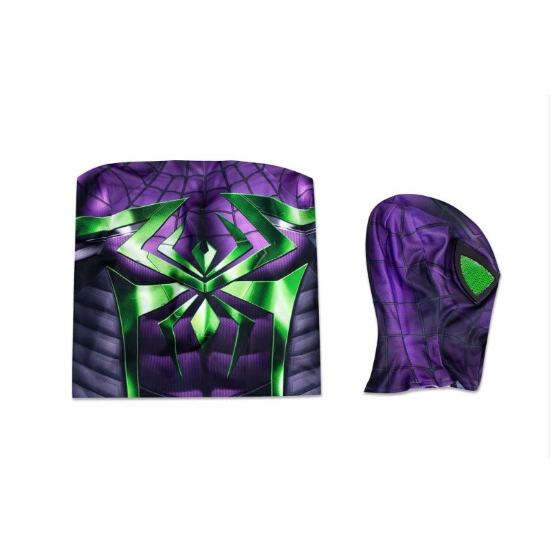 Spider Man Miles Morales Purple Reign Suit HD Printed Cosplay Costume for Kids - Coscosmos Spider Man Miles Morales Purple Reign Suit HD Printed Cosplay Costume for Kids - Coscosmos