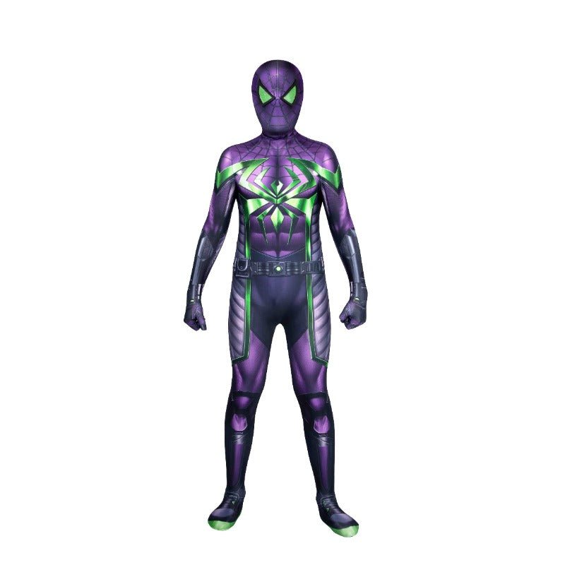 Spider Man Miles Morales Purple Reign Suit HD Printed Cosplay Costume for Kids - Coscosmos Spider Man Miles Morales Purple Reign Suit HD Printed Cosplay Costume for Kids - Coscosmos