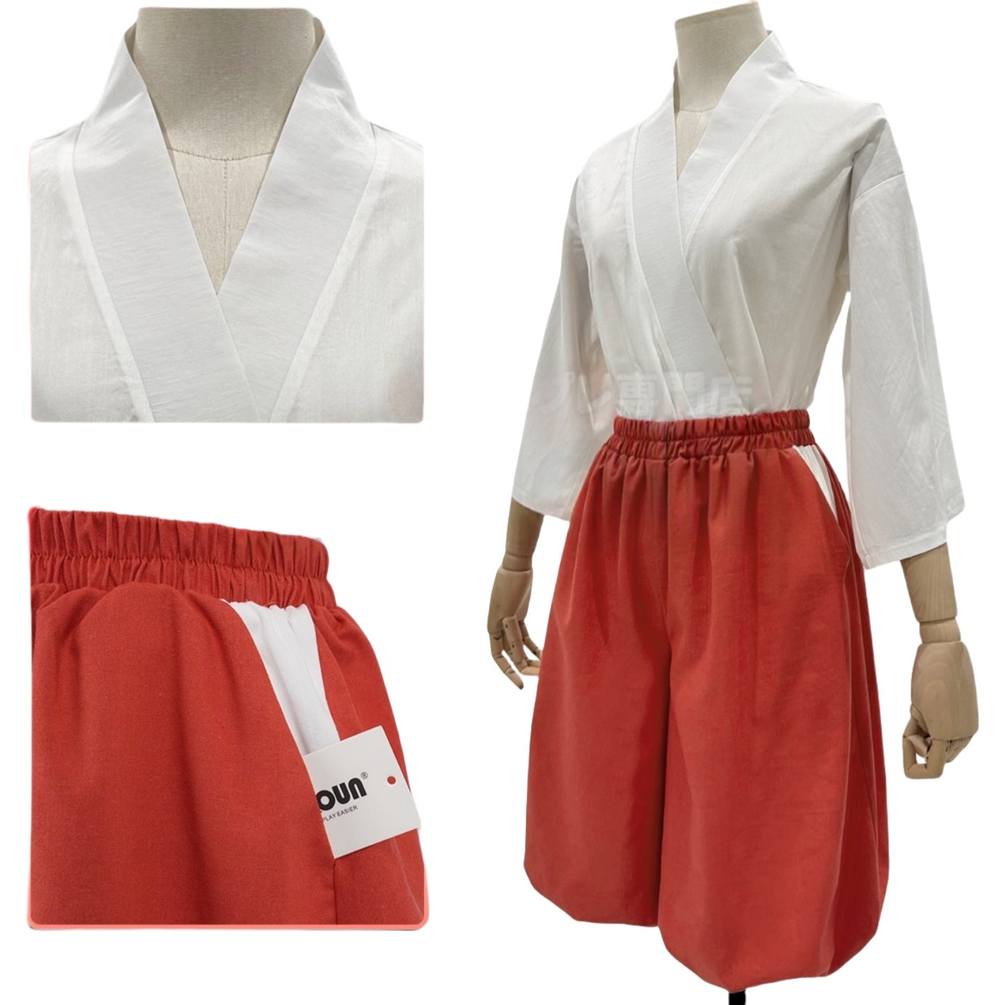 Spirited Away Sen to Chihiro no Kamikakushi Cosplay Cotton - Linen Chihiro Costume - Coscosmos Spirited Away Sen to Chihiro no Kamikakushi Cosplay Cotton - Linen Chihiro Costume - Coscosmos