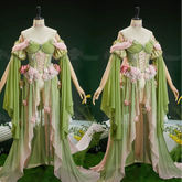 Spring Goddess Forest Elf Butterfly Floral Corset Gradient Ethereal Fairy Dress for Cosplay & Events - Coscosmos