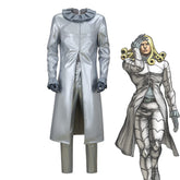 Steel Ball Run Funny Valentine Silver Trench Coat Full Cosplay Costume Set for Anime Fans - Coscosmos