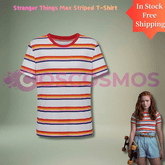 Stranger Things Max Striped T-Shirt - Official Netflix Series Graphic Tee Casual Wear - Coscosmos