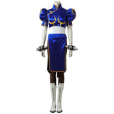 Street Fighter V Cosplay Costume - Chun - Li Classic Battle Outfit Martial Arts Qipao Game Cos Full Set - Coscosmos