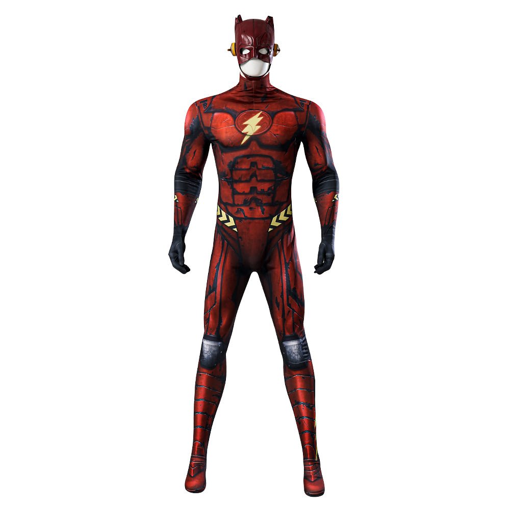 The Flash Bodysuit Zentai Jumpsuit Headcover Halloween Cosplay Men's Clothing - Coscosmos The Flash Bodysuit Zentai Jumpsuit Headcover Halloween Cosplay Men's Clothing - Coscosmos