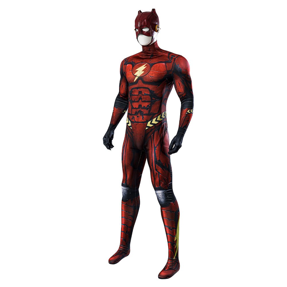 The Flash Bodysuit Zentai Jumpsuit Headcover Halloween Cosplay Men's Clothing - Coscosmos The Flash Bodysuit Zentai Jumpsuit Headcover Halloween Cosplay Men's Clothing - Coscosmos