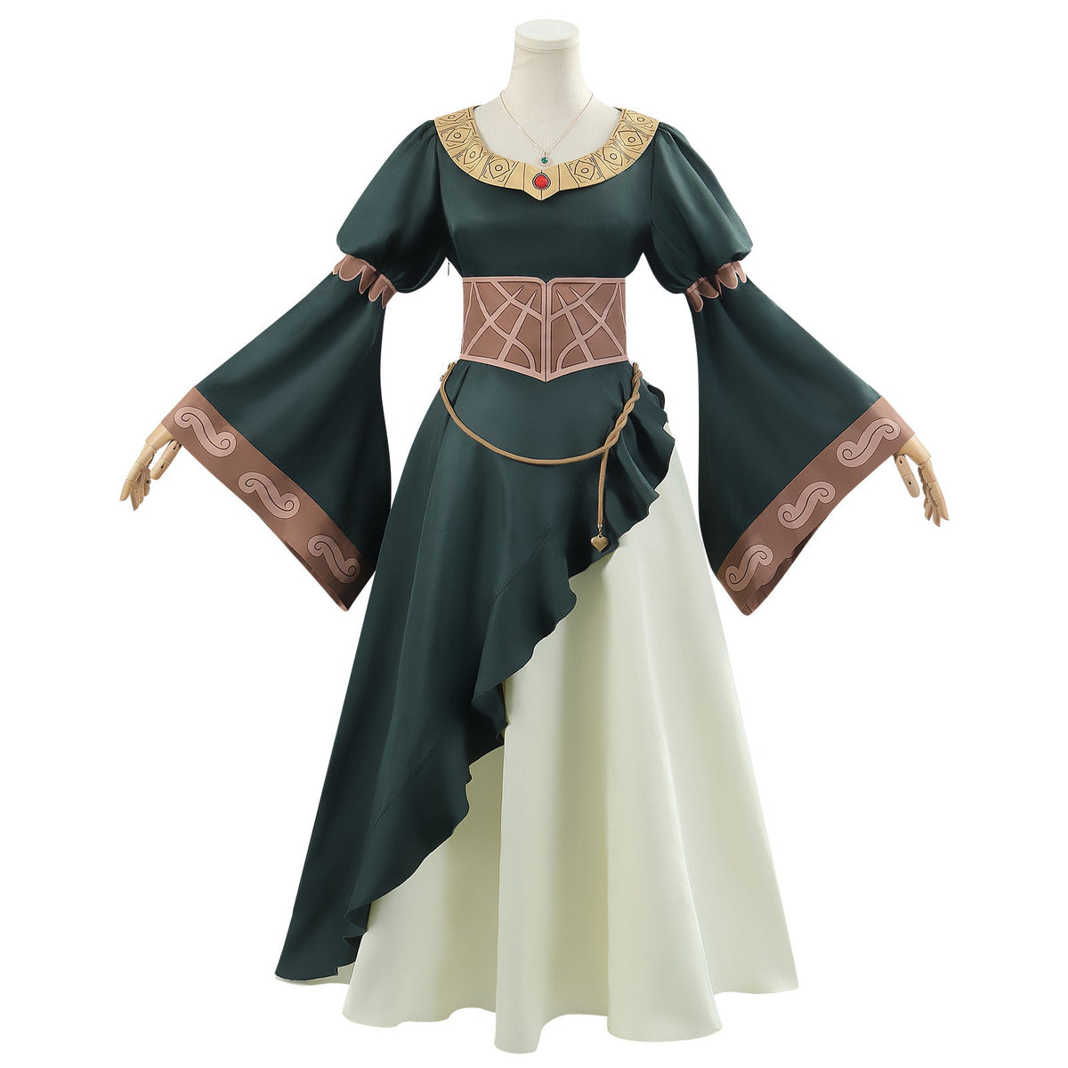 The Lord of the Rings Éowyn Green Court Gown – Helm’s Deep Cosplay Costume - Coscosmos