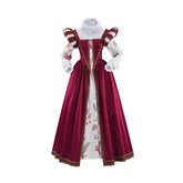 Tudor Dynasty Red Waistcoat Floral Dress Cosplay Costume - Coscosmos