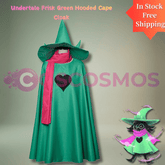 Undertale Frisk Green Hooded Cape Cloak Costume Full Set Official Replica - Coscosmos