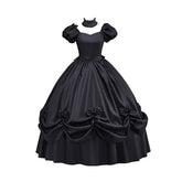 Victoria Black Dress with Bow Hemline - Elegant Cosplay Costume - Coscosmos