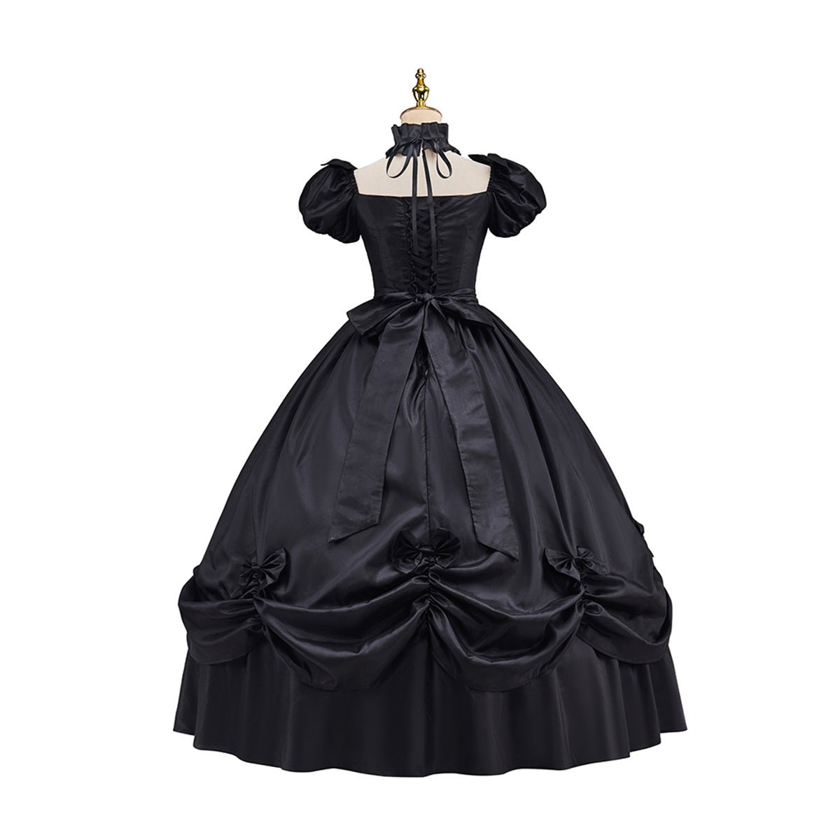 Victoria Black Dress with Bow Hemline - Elegant Cosplay Costume - Coscosmos Victoria Black Dress with Bow Hemline - Elegant Cosplay Costume - Coscosmos