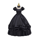 Victoria Black Dress with Bow Hemline - Elegant Cosplay Costume - Coscosmos