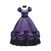 Victorian Dark Purple Skirt with Bow Cosplay Costume - Coscosmos