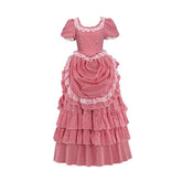 Victorian Red Striped Dress – Elegant Cosplay Costume for Anime & Gothic Lovers - Coscosmos