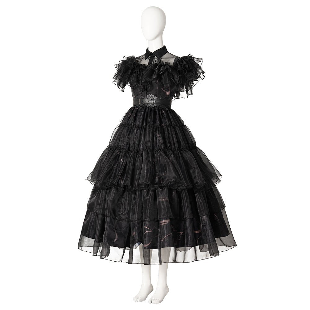 Wednesday Addams Cosplay Costume Black Dress for Adults with Shoes - Perfect for Halloween, Carnival, and Parties - Coscosmos Wednesday Addams Cosplay Costume Black Dress for Adults with Shoes - Perfect for Halloween, Carnival, and Parties - Coscosmos