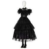 Wednesday Addams Cosplay Costume Black Dress for Adults with Shoes - Perfect for Halloween, Carnival, and Parties - Coscosmos