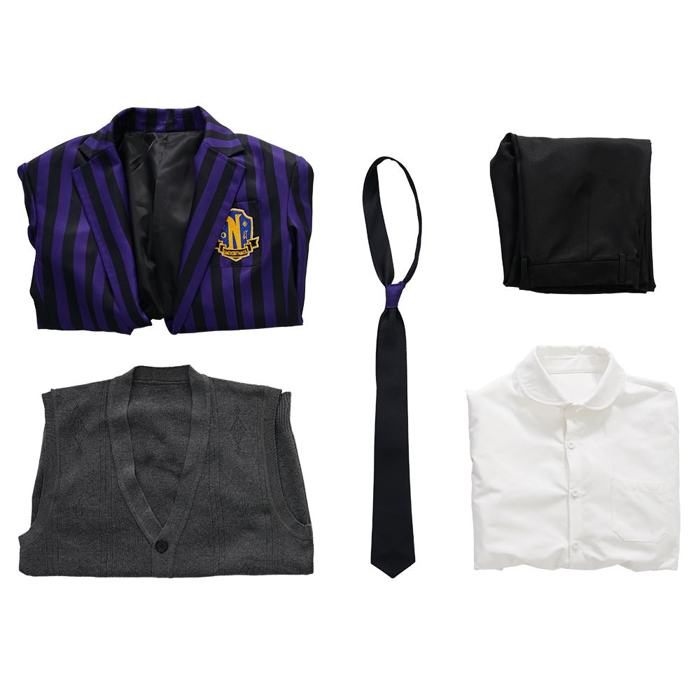Wednesday Addams Cosplay Costume - Embrace the Gothic Charm - Coscosmos Wednesday Addams Cosplay Costume - Embrace the Gothic Charm - Coscosmos