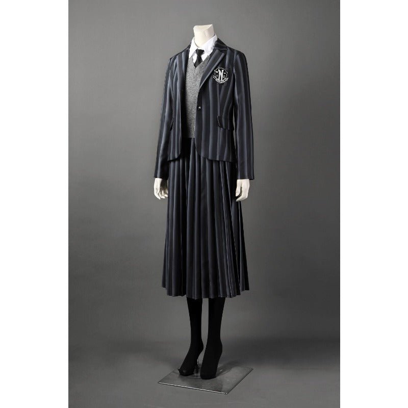 Wednesday Addams Cosplay Costume School Uniform Full Set for Kids and Adults - Coscosmos Wednesday Addams Cosplay Costume School Uniform Full Set for Kids and Adults - Coscosmos