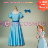 Wendy Darling Blue Princess Dress - Peter Pan Inspired Wendy Outfit for Halloween Cosplay & Carnival - Coscosmos