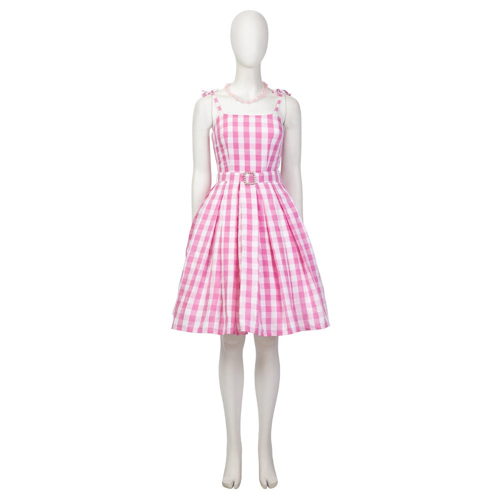 Women's Barbie Pink Checkered Costume Dress - Embrace the Iconic Style - Coscosmos Women's Barbie Pink Checkered Costume Dress - Embrace the Iconic Style - Coscosmos