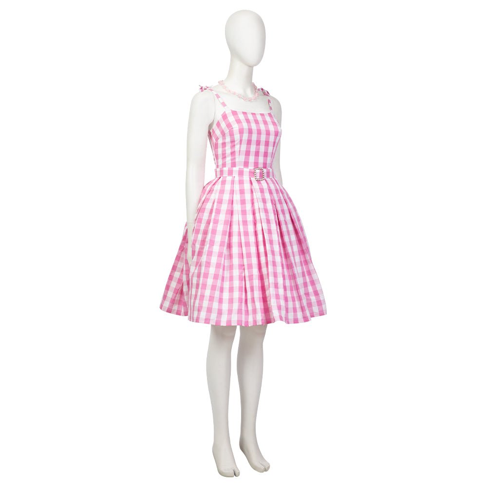 Women's Barbie Pink Checkered Costume Dress - Embrace the Iconic Style - Coscosmos Women's Barbie Pink Checkered Costume Dress - Embrace the Iconic Style - Coscosmos