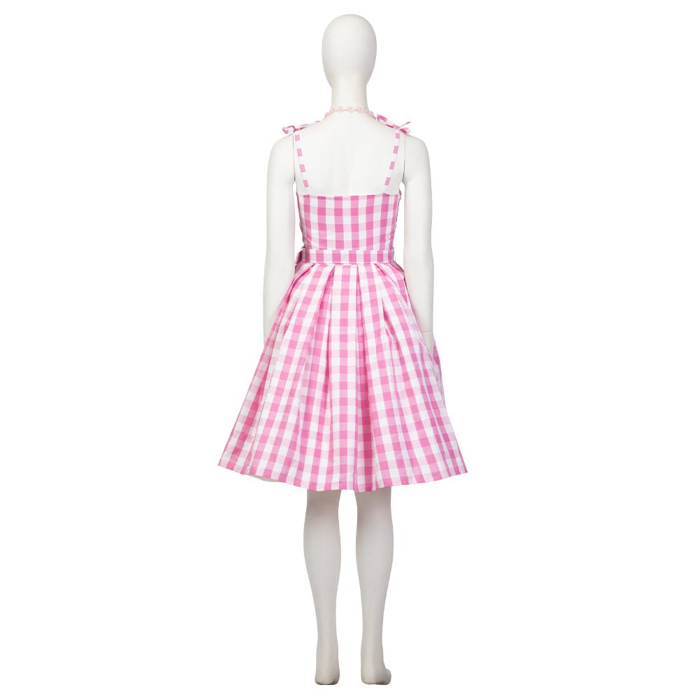 Women's Barbie Pink Checkered Costume Dress - Embrace the Iconic Style - Coscosmos Women's Barbie Pink Checkered Costume Dress - Embrace the Iconic Style - Coscosmos