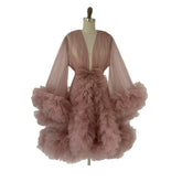 Women's Mesh Maternity Robe Dress for Pregnancy Photos Short Chiffon Skirt Available in 200+ Colors - Maternity Cosplay Costume - Coscosmos