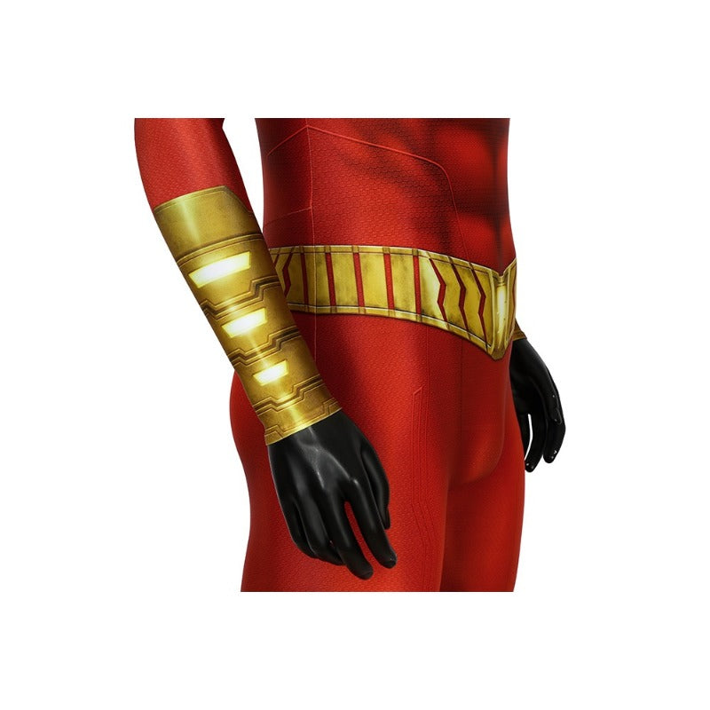 Shazam Billy Batson Captain Marvel Cosplay Costume Body-suit Zentai Tight Jump