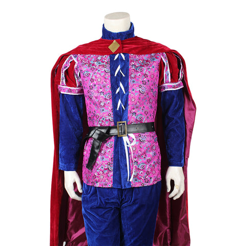 Once Upon a Time Prince Cosplay Costume | Men's Medieval Velvet Red and Blue Suit | Halloween and Party Full Set