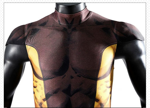 X-Men Wolverine Cosplay Costume, Brown Jumpsuit Tight Bodysuit