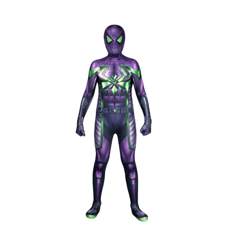 Spider Man Miles Morales Purple Reign Suit HD Printed Cosplay Costume for Kids