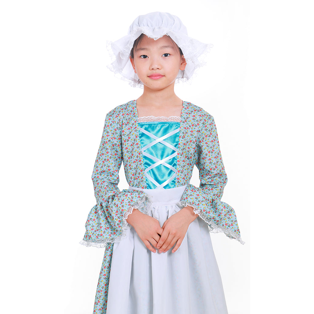 Child Victorian Pioneer Pilgrim Wench Rural Floral Prairie Dress Kids Countryside Colonial Dress Lolita Dress