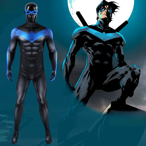 DC Movie Nightwing Cosplay Costume, Jumpsuit with Eye Mask Full Set