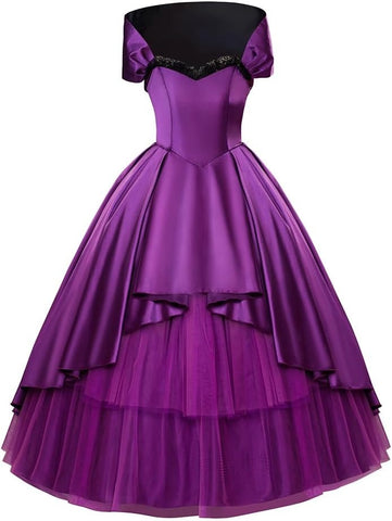 Women's Bearded Lady Circus Costume Musical Tutu Dress Purple Theatrical Cosplay Costume