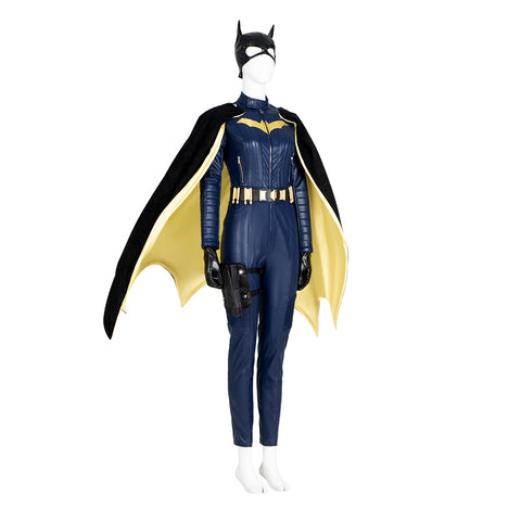 2022 Batgirl Cosplay Costume - Barbara Gordon Superhero Blue Jumpsuit Battle Suit with Cape