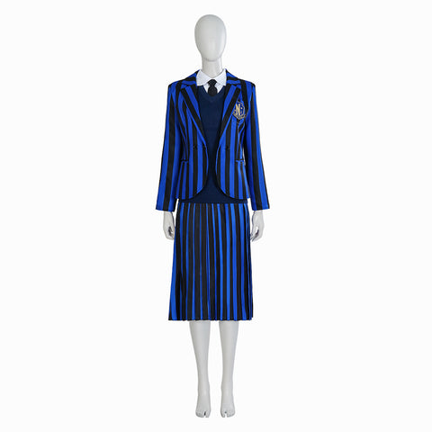 Addams Cosplay Costume Same Style Costumes Full Set School Uniform Customized Anime Rave Halloween Cos