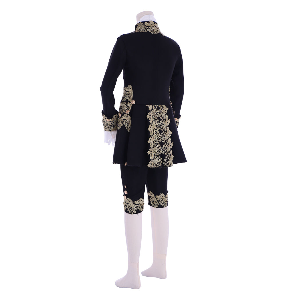 18th Century Rococo Mens Court Costume - Black Colonial Suit