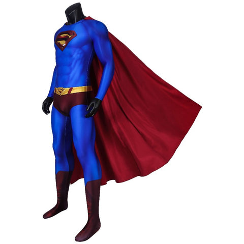 Super Hero Infinite Earths Clark Blue Cosplay Suit with Cloak