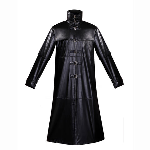 Medieval Gothic Plague Doctor Costume PU Leather Jacket - Steampunk Vampire Horror Long Coat